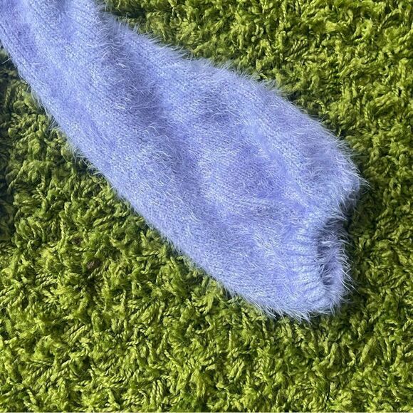 NWT CROP TOP FUZZY PURPLE SWEATER - Picture 6 of 13